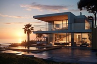 Architecture building outdoors sunset. AI generated Image by rawpixel.
