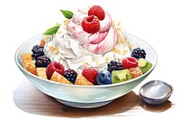 Dessert sundae berry cream. 