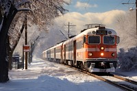 Train snow outdoors vehicle. 