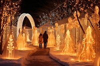 Christmas architecture festival walking. AI generated Image by rawpixel.