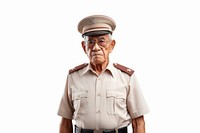 Uniform adult man white background. 