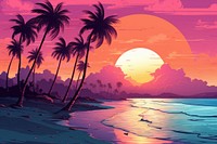 Beach landscape outdoors sunset. AI generated Image by rawpixel.
