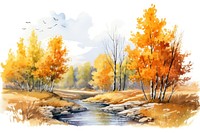 Landscape outdoors painting autumn. 