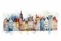 Building architecture painting city. AI generated Image by rawpixel.