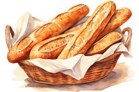 Baguette basket bread food. 