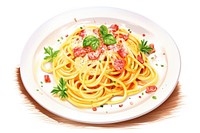 Spaghetti carbonara pasta plate. 