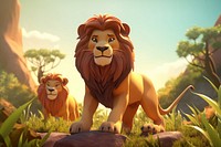 Cartoon animal mammal lion. AI generated Image by rawpixel.