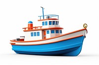 Boat vehicle tugboat white background. 