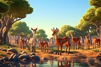 Wildlife herd landscape outdoors. AI generated Image by rawpixel.