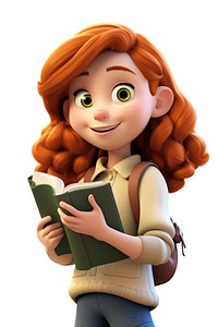 Cartoon portrait reading book. AI generated Image by rawpixel.