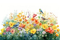 Flower bird painting outdoors. AI generated Image by rawpixel.