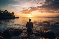 Sunset sea landscape outdoors. AI generated Image by rawpixel.