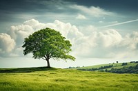 Green tree landscape grassland. AI generated Image by rawpixel.