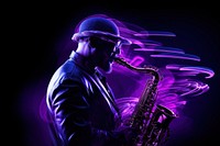 Saxophone musician purple adult. 