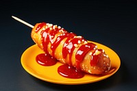 Ketchup food brochette condiment. 