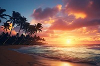 Landscape horizon sunset beach. AI generated Image by rawpixel.