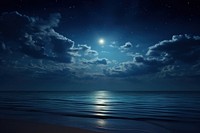 Night ocean moon astronomy. 