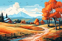 Landscape nature outdoors painting. 