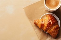 Croissant coffee bread paper. AI generated Image by rawpixel.