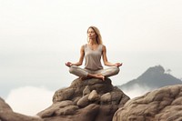 Meditating sitting sports adult. 