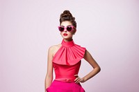 Fashion sunglasses portrait dress. 