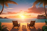 Beach furniture outdoors vacation. AI generated Image by rawpixel.