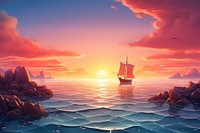 Sea landscape sailboat outdoors. AI generated Image by rawpixel.