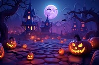 Halloween night outdoors cartoon design