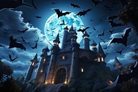 Castle night architecture building. AI generated Image by rawpixel.