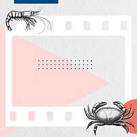 Abstract geometric background, prawn and crab frame