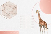 Abstract pastel geometric background, vintage giraffe border