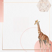 Abstract pastel geometric background, vintage giraffe frame