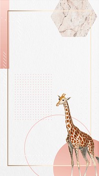 Abstract pastel geometric iPhone wallpaper, vintage giraffe frame