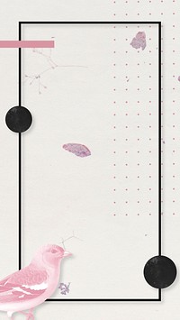 Beige textured iPhone wallpaper, vintage bird frame