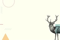 Beige geometric background, stag deer illustration