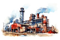 Factory architecture building refinery. 