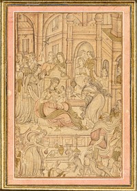 Felicitation of the Virgin and Child (recto), Calligraphy (verso) by Kesu Khurd and Mahmud ibn Ishaq al Shihabi al Haravi