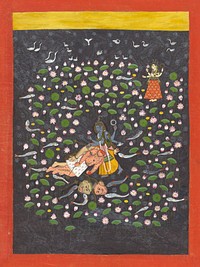 Vishnu Vanquishing the Demons Madhu and Kaitabha (recto), Text (verso), Folio from a Devimahatmya (Glory of the Goddess)