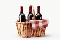 Basket bottle wine picnic. 