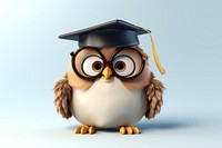 Chubby owl wering graduate cap graduation portrait cartoon. 