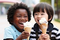 Dessert eating child cream. AI generated Image by rawpixel.