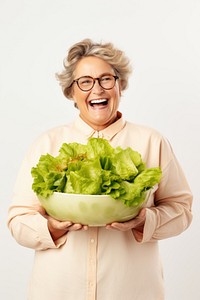 Lettuce vegetable glasses holding. 