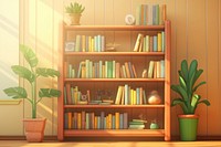 Bookshelf furniture bookcase plant. AI generated Image by rawpixel.