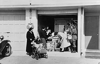 Consumer's cooperative. The homesteaders have their own kosher meat shop and grocery, which they expect to enlarge as the colony grows. This picture shows manager, Nathan Dubin, doing a flourishing business in his temporary store. Jersey Homesteads, Hightstown, New Jersey by Russell Lee