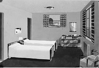 Drawing of bedroom. Greenhills, Ohio. Sourced from the Library of Congress.