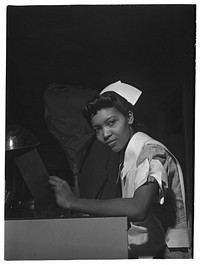 Chicago, Illinois. Provident Hospital. Miss Lydia Monroe of Ringold, Louisiana, a student nurse. Her father is a machinist at the Youngstown Sheet and Tube Company. Sourced from the Library of Congress.