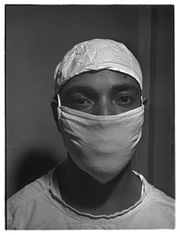 Chicago, Illinois. Provident Hospital. Dr. S.J. Jackson, intern, ready to go into the operating room to assist in an operation. Sourced from the Library of Congress.