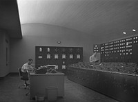 Watts Bar Dam, Tennessee. Tennessee Valley Authority. Control room. Sourced from the Library of Congress.