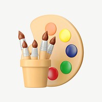 3D paint palette, collage element psd