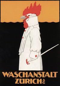 Waschanstalt Zurich (1905), vintage advertising poster by Robert Hardmeyer. Original public domain image from Wikimedia Commons. Digitally enhanced by rawpixel.